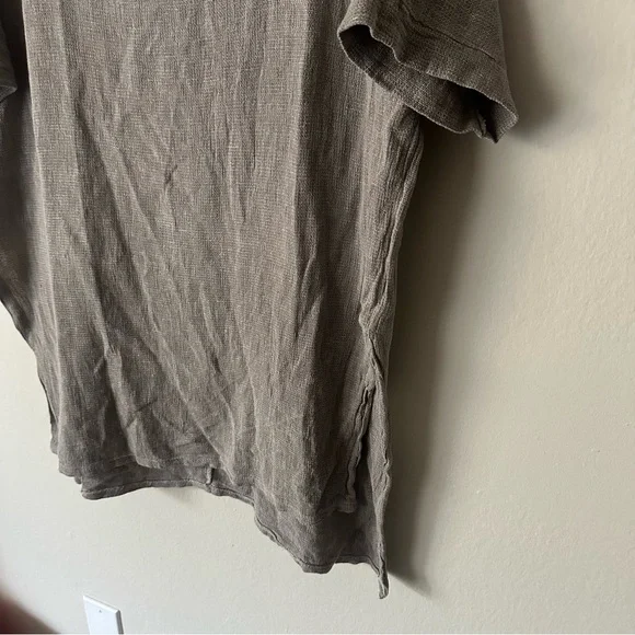 Meo Meli Made in Italy Linen Blend Slit Top in Grey - Picture 6 of 12